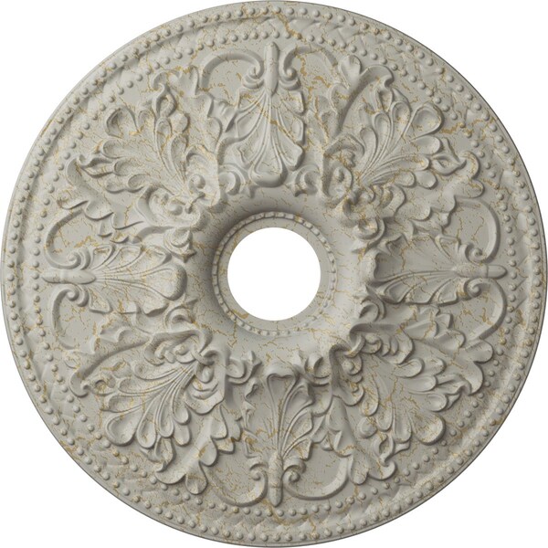 Ekena Millwork Ashley Ceiling Medallion (Canopies up to 4 3/4"), 23 7/8"OD x 4"ID x 2 1/8"P, Pot of Cream Crackle CM23ASPCC - main